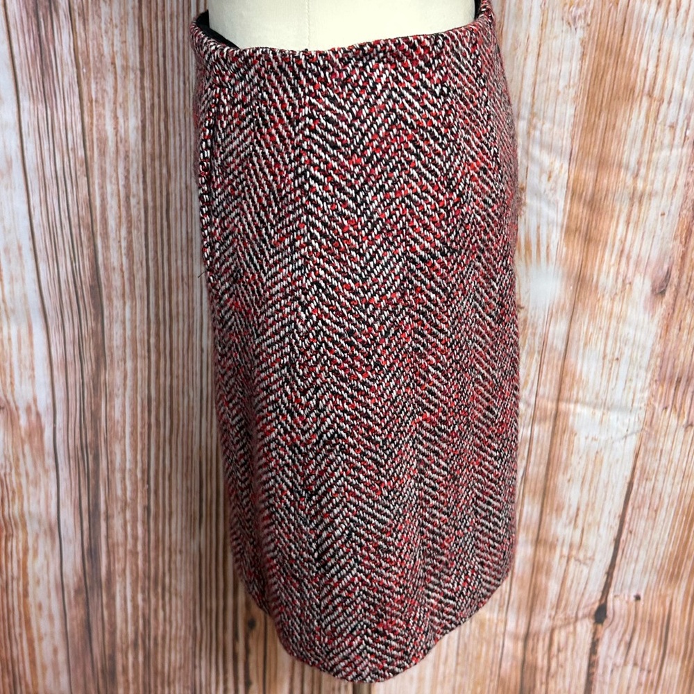 Loft Herringbone Patterned Wool Blend Mini Skirt - image 3